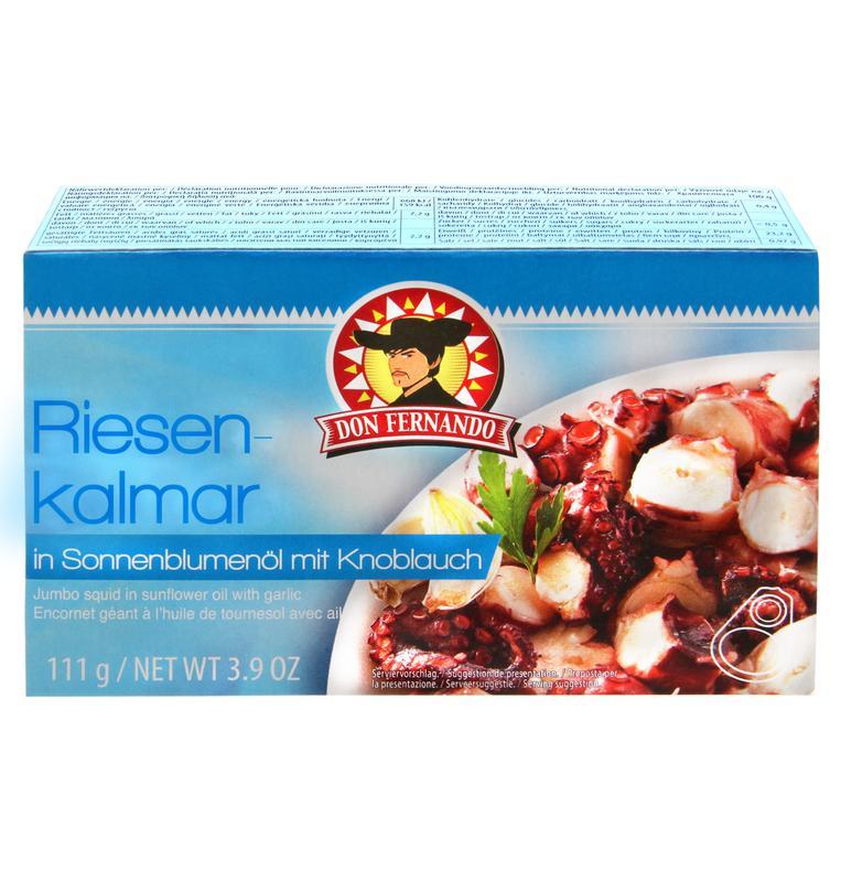 Krake Riesenkalmar in Sonnenblumen�l mit Knoblauch